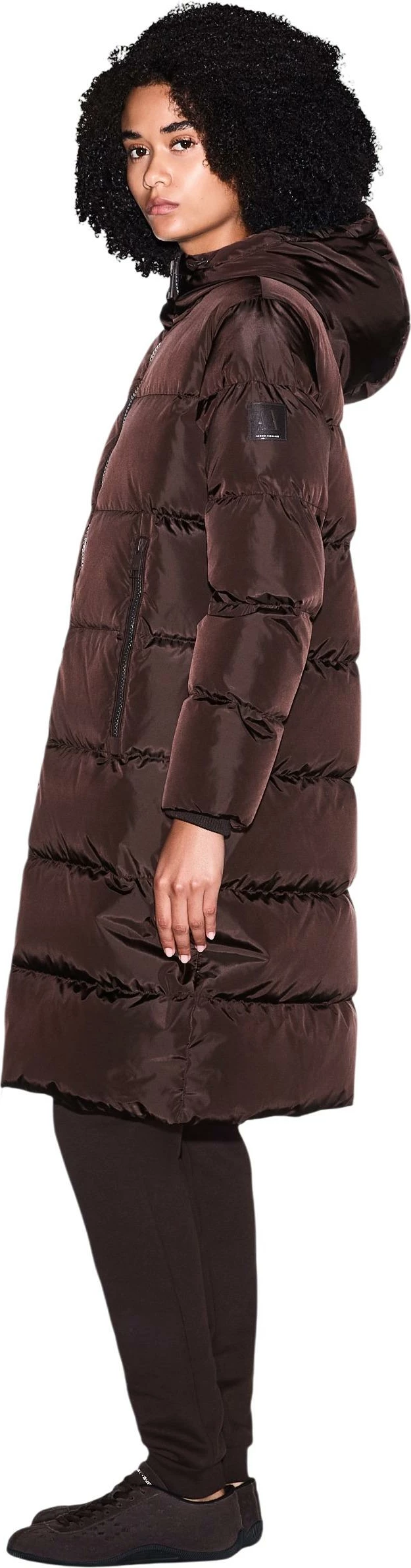 Jakne me pupla Armani Exchange XW000251 AF12286 për femra, kafe e errët [Madhësia: XL]