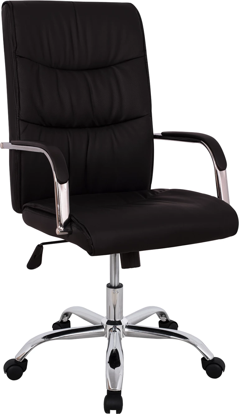 Karrige menaxheri për zyre, ngjyrë e zezë, bazë kromi, FH1044.11, 55.5x65x111 cm