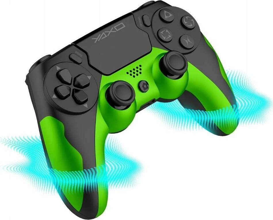 Gamepad Yaxo Hornet Fury YAX-GA-GC-004, wireless Bluetooth 4.0, për PS4/PS3/PC, bateri 600 mAh, me vibrim, i gjelbër