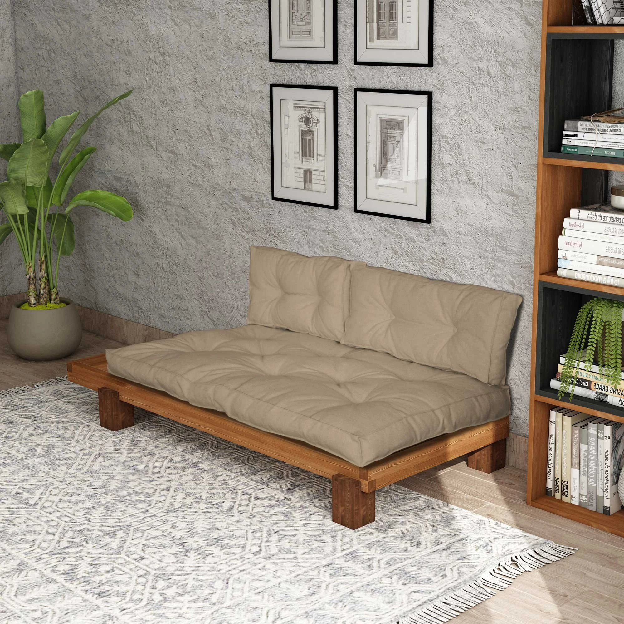 Lounger Atelier del Sofa, ngjyrë teak dhe camel, CPT8311-200