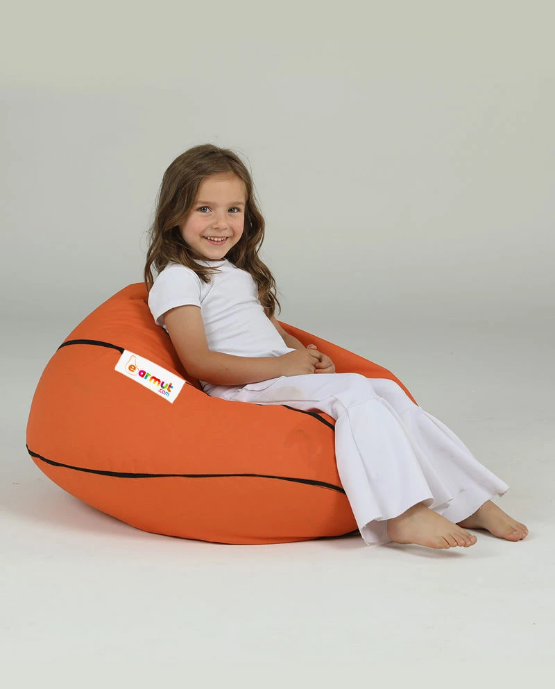 Puf kopshti për fëmijë, formë basketbolli, ngjyrë e kuqe qeramike, Atelier del Sofa