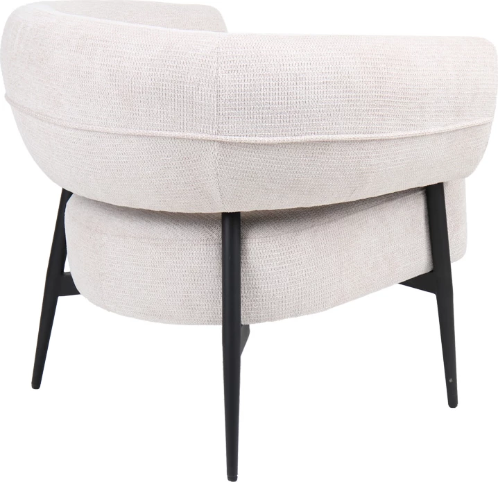 Fotel Penfel, material krem, këmbë metalike të zeza, 85x72x73cm