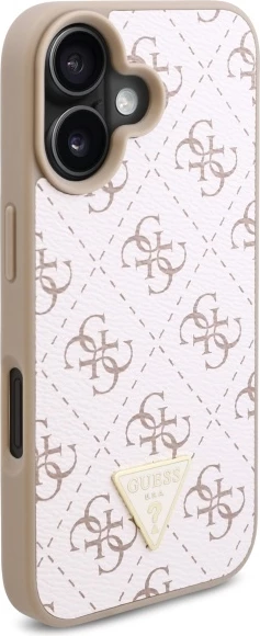 Mbështjellës Guess 4G Triangle për iPhone 16, Bardhë