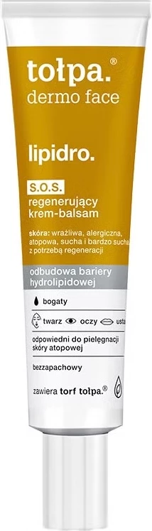 Krem-balsam për fytyrë për femra Tołpa Dermo Face Lipidro S.O.S Regenerating Cream-Balm 40ml