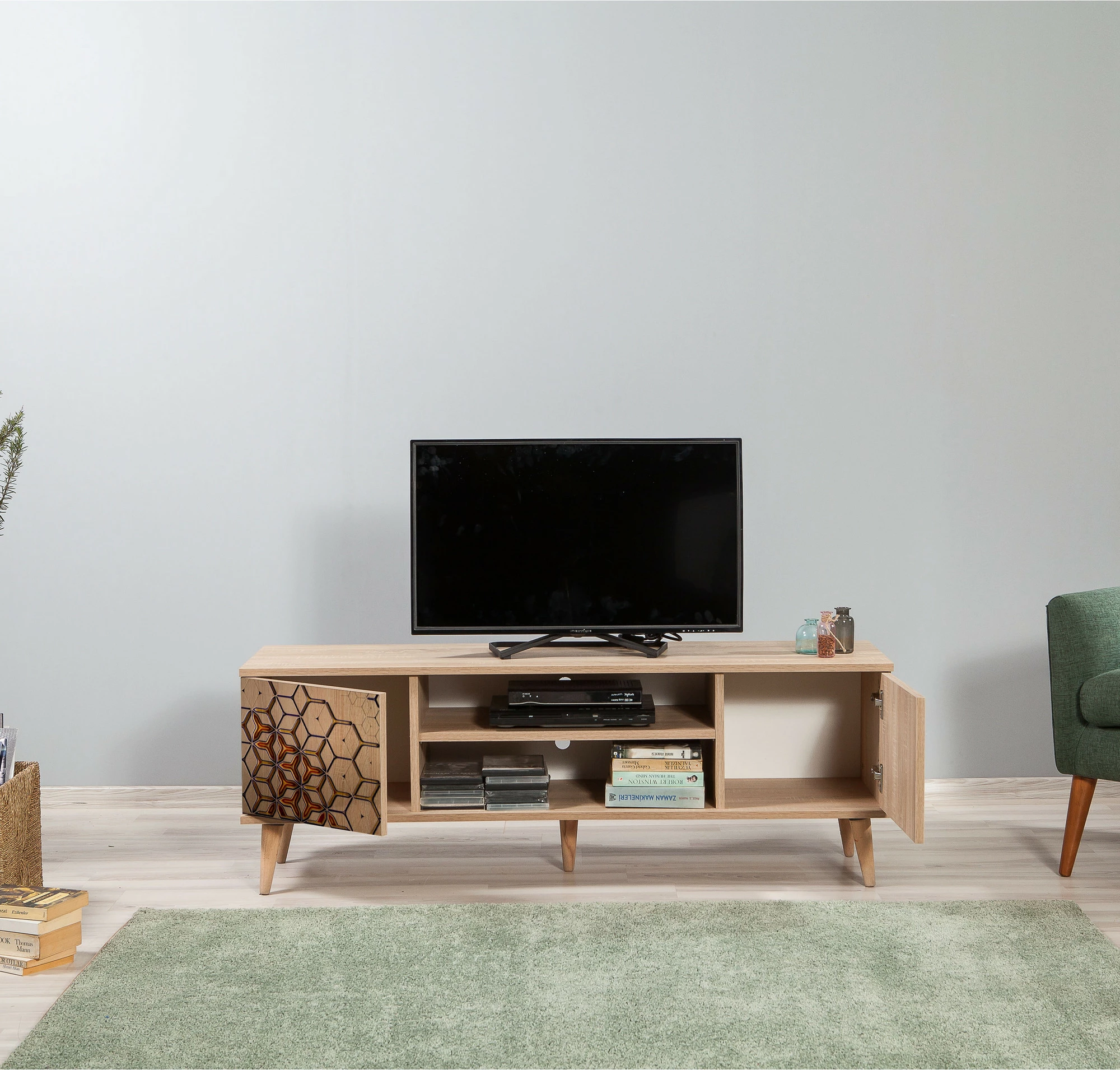 Komodë TV Hanah Home, Truva-720, ngjyrë lisi sonoma