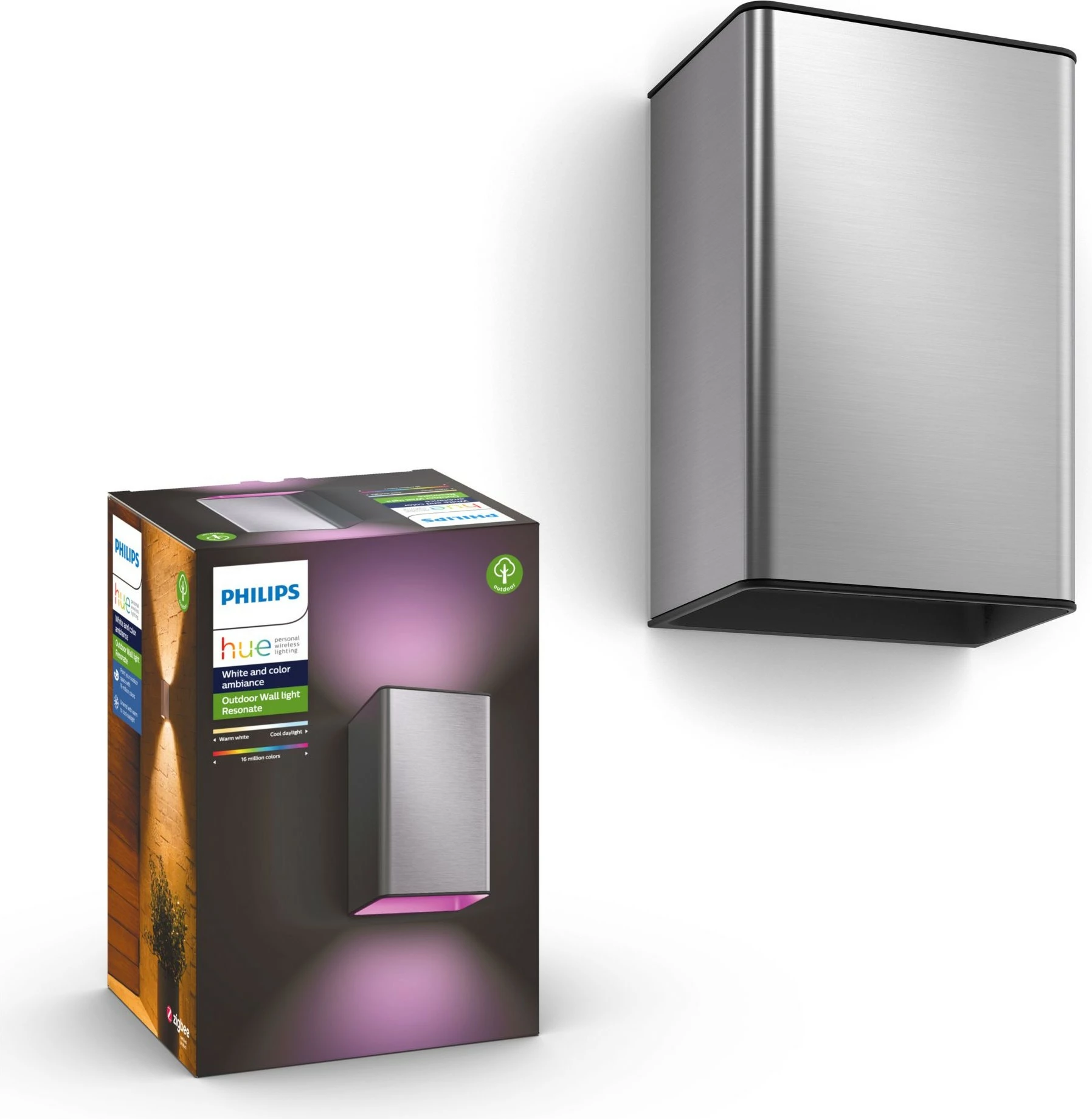 Llambë murale Philips Hue Resonate, LED, smart, çelik inox, dritë me ngjyra