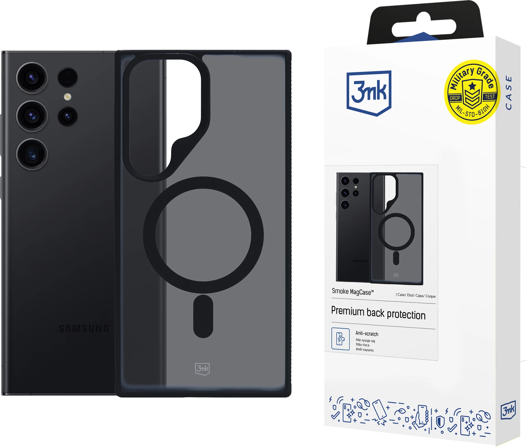 Mbështjellës 3mk Smoke MagCase me MagSafe për Samsung Galaxy S23 Ultra, gjysmë-transparent