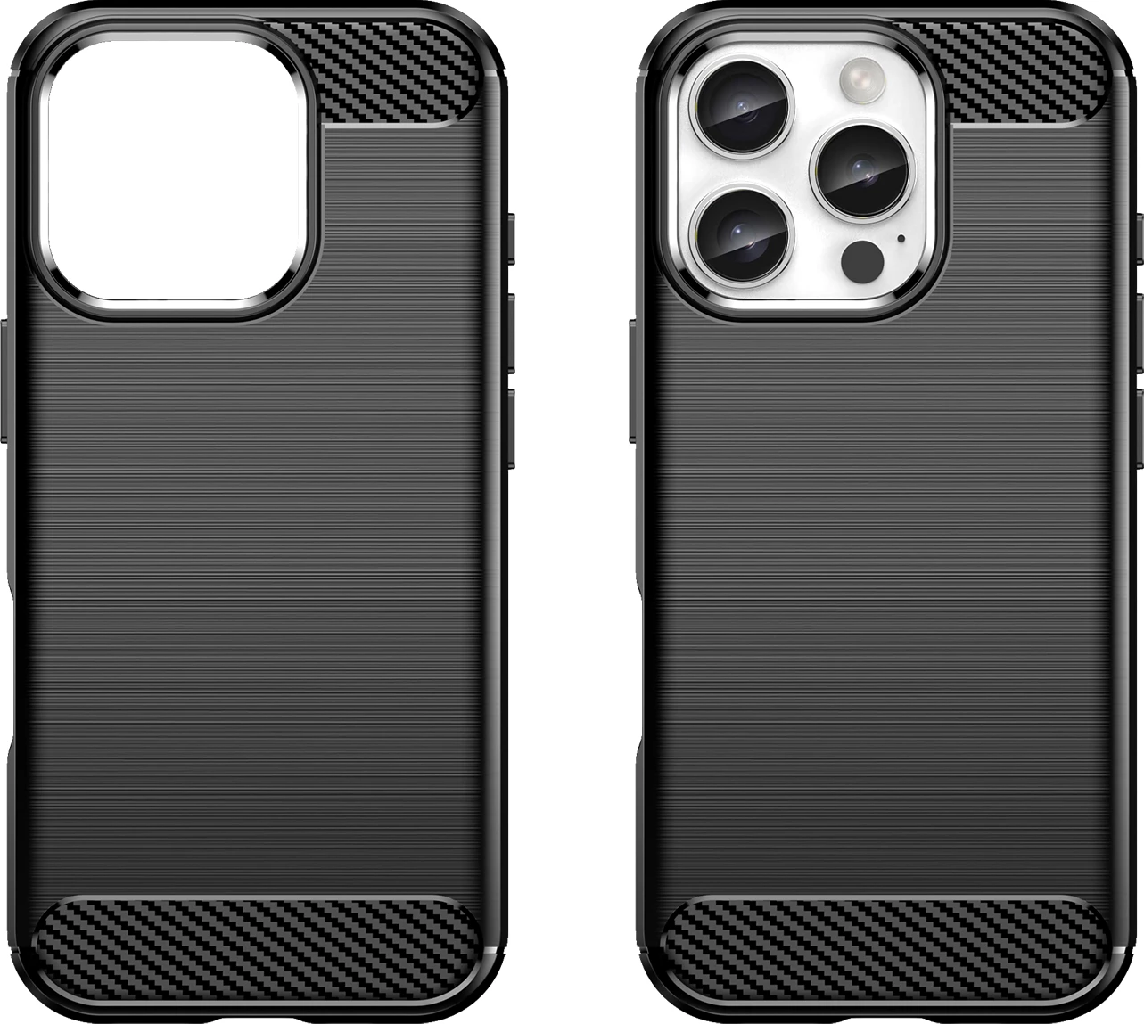 Mbështjellës Hurtel Carbon Case për iPhone 16 Pro Max, TPU, i zi