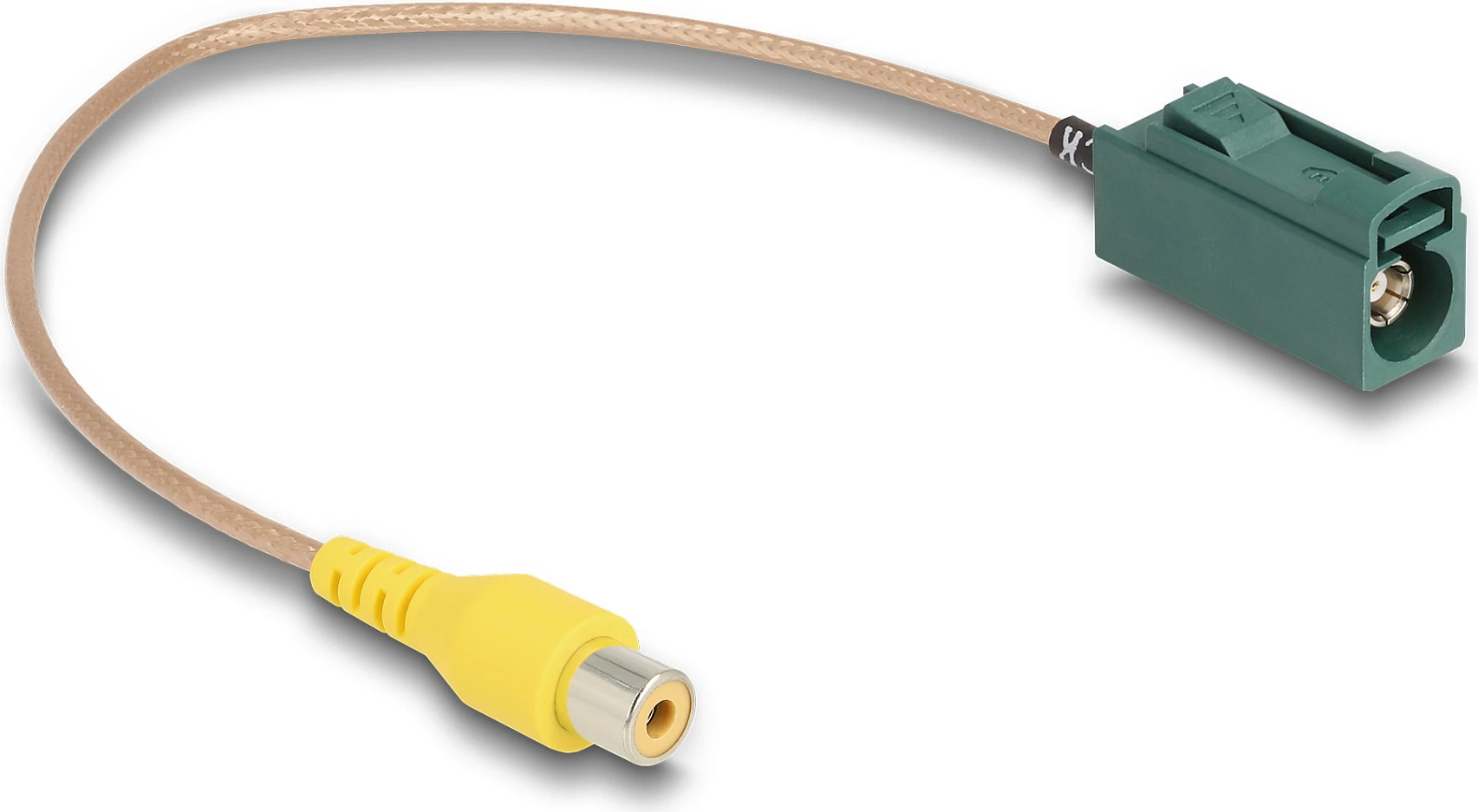 Kabllo DeLOCK FAKRA Z femër në RCA femër, RG-179/U, 0.32 m, kafe/jeshile/verdhe