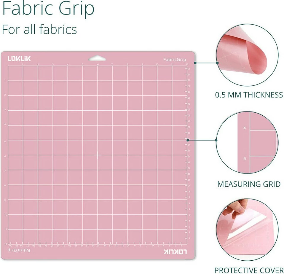 Mata prerjeje LOKLiK FabricGrip, 3 copë, ngjitëse për stof, rozë