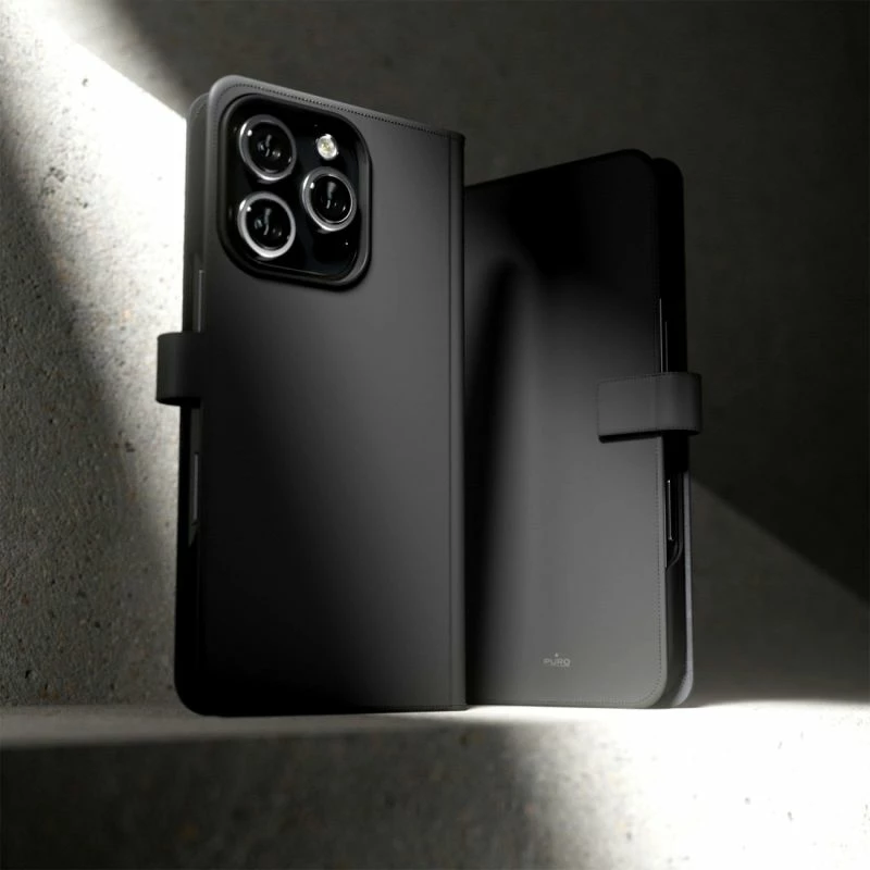 Kuti portofol për iPhone 16 Pro Puro Wallet Detachable MagSafe 2in1, e zezë