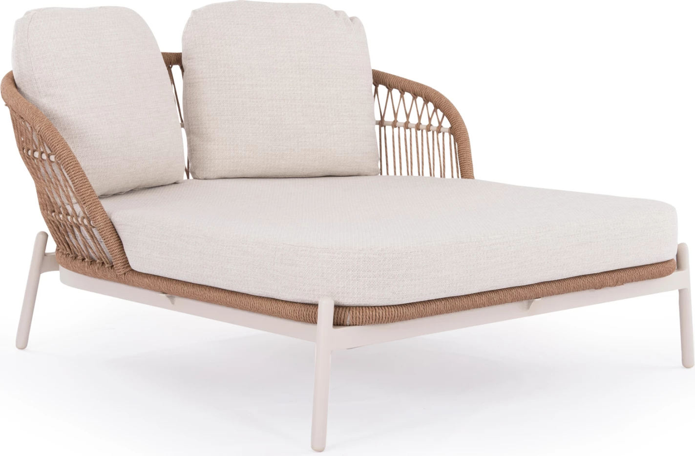 Krevati i jashtëm për dy persona Quantum, alumin, ratan sintetik, ngjyrë bezhë/krem, 162x148x97cm