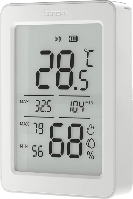 Sensor temperaturë dhe lagështi Sonoff AirGuard TH SNZB-02DR2, ZigBee 3.0 + Bluetooth, LCD 3.6", i bardhë