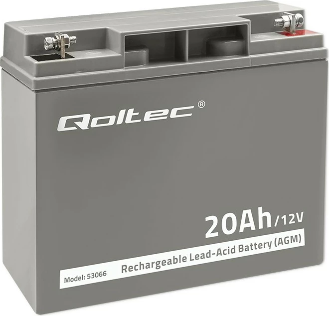Bateri AGM Qoltec 53066, 20Ah, 12V, Gri