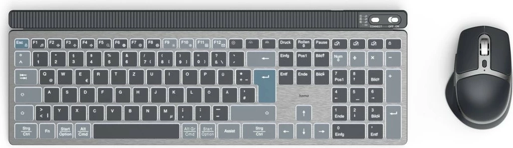 Set tastierë dhe maus wireless Hama WKM-750, QWERTY, i zi