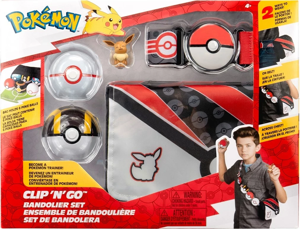Set bandolierë Pokemon Jazwares PKW3650, me figurë Eevee dhe Pokeball, Seria 5