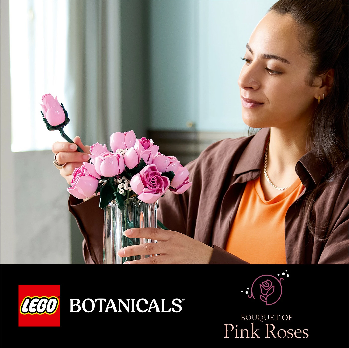 Set ndërtimi LEGO Botanicals 10374 Buqetë Trëndafilash Roze, 789 copë, 18+, multikolor