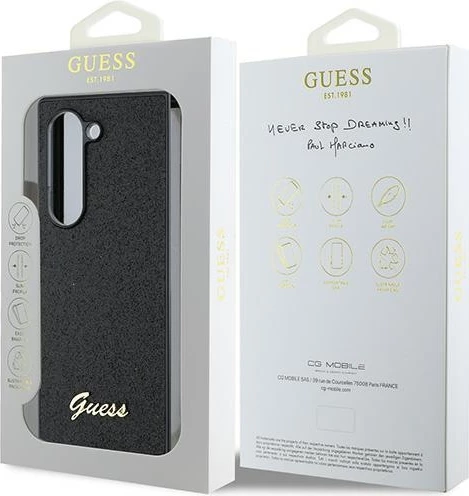 Mbështjellës Guess 4G Glitter Script për Samsung Galaxy Z Fold 6, i zi
