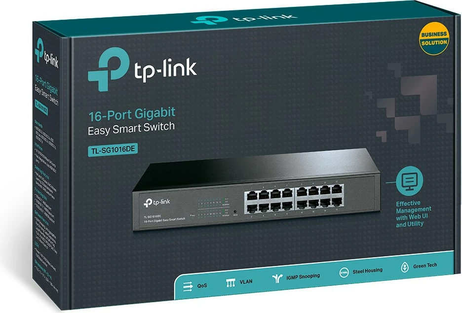 Switch TP-Link TL-SG1016DE 16-Port Gigabit Easy Smart, Managed, L2, Rack mounting, 1U
