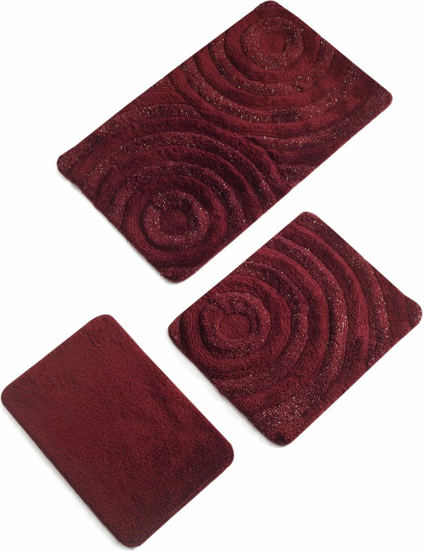 Set tapetash për banjo, akrilik, 3 copë, Mijölnir, valë, e kuqe