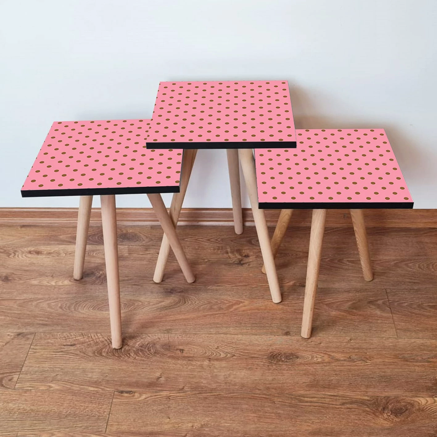 Set tavolina të ndërlidhura, 3 copë, Skye Decor, rozë-kafe, 3Shp369