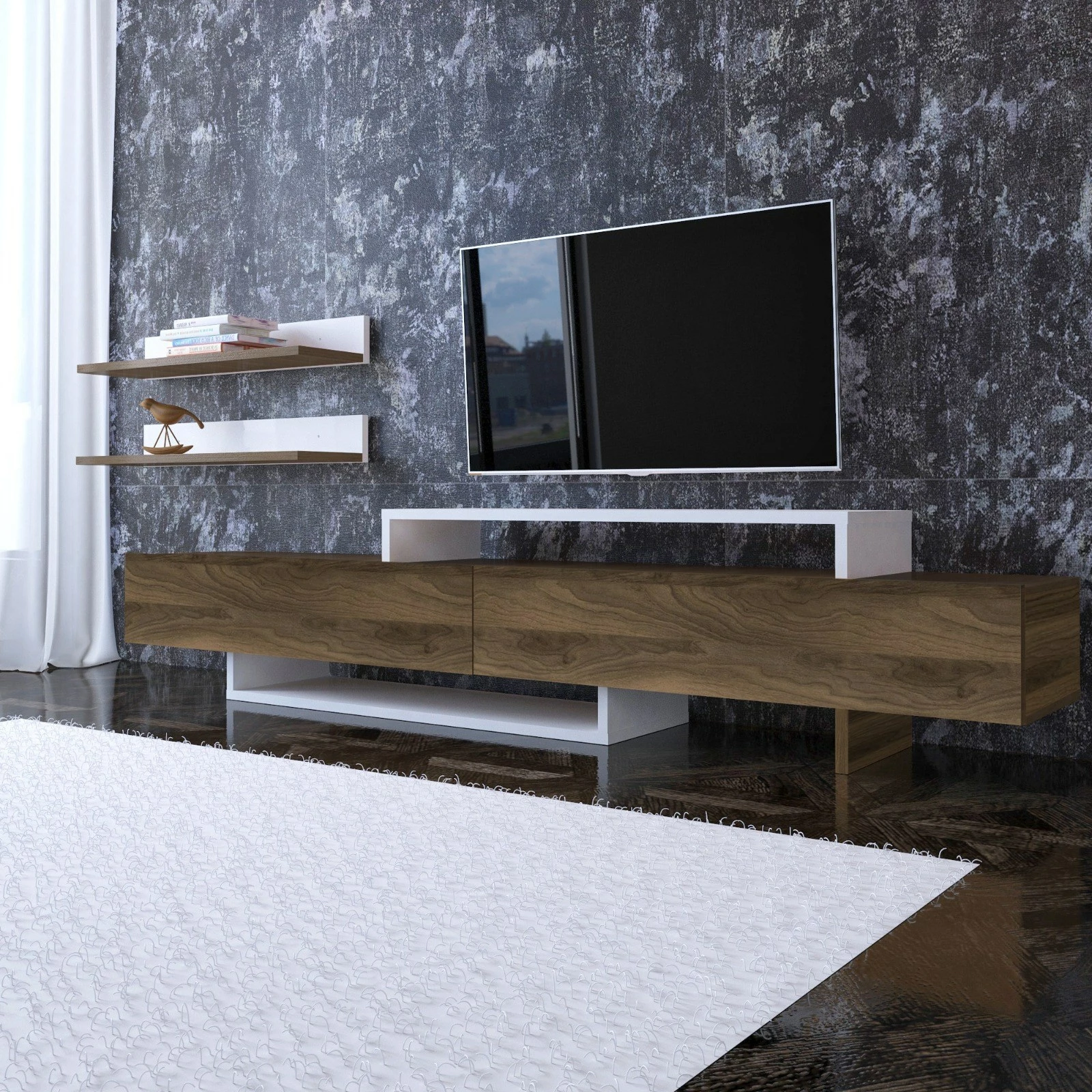 Njësi TV Hanah Home, Nirvana, e bardhë dhe teak