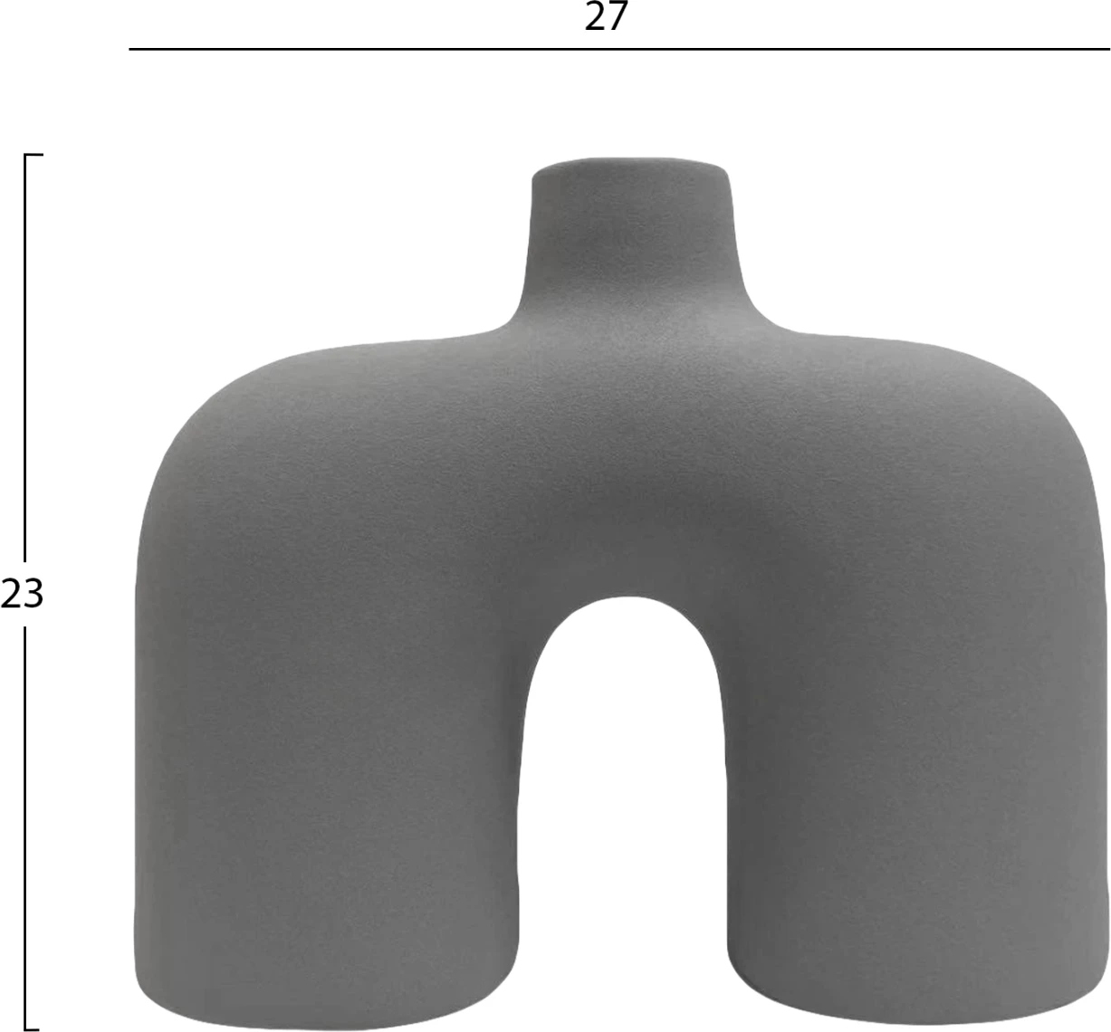 Dekor tavoline prej qeramike, ngjyrë gri mat, FH4600.03, 27x9x23H cm