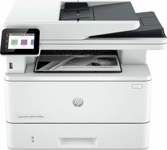 Printer multifunksional HP LaserJet Pro 4102DW (2Z622F), A4, mono, Wi‑Fi, duplex, ADF, i bardhë