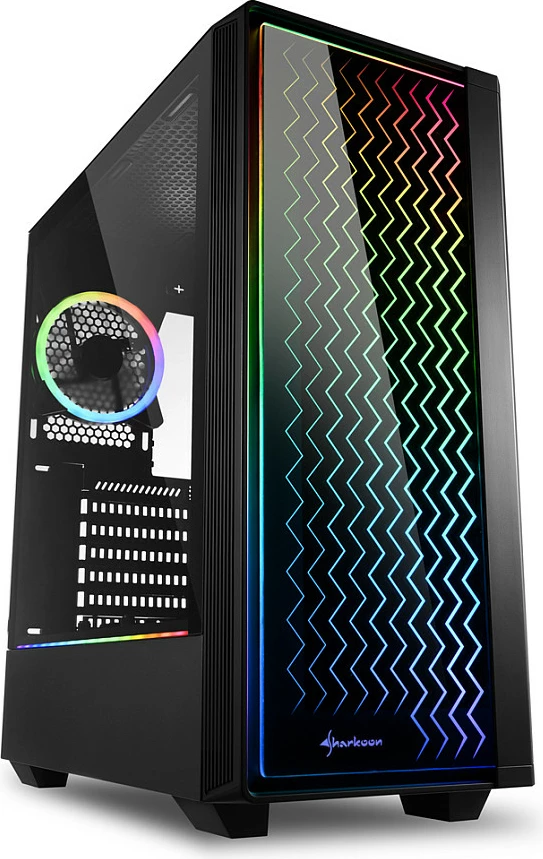 Kasë Sharkoon RGB LIT 200, Midi Tower, ATX, micro ATX, Mini-ITX, e zezë, RGB