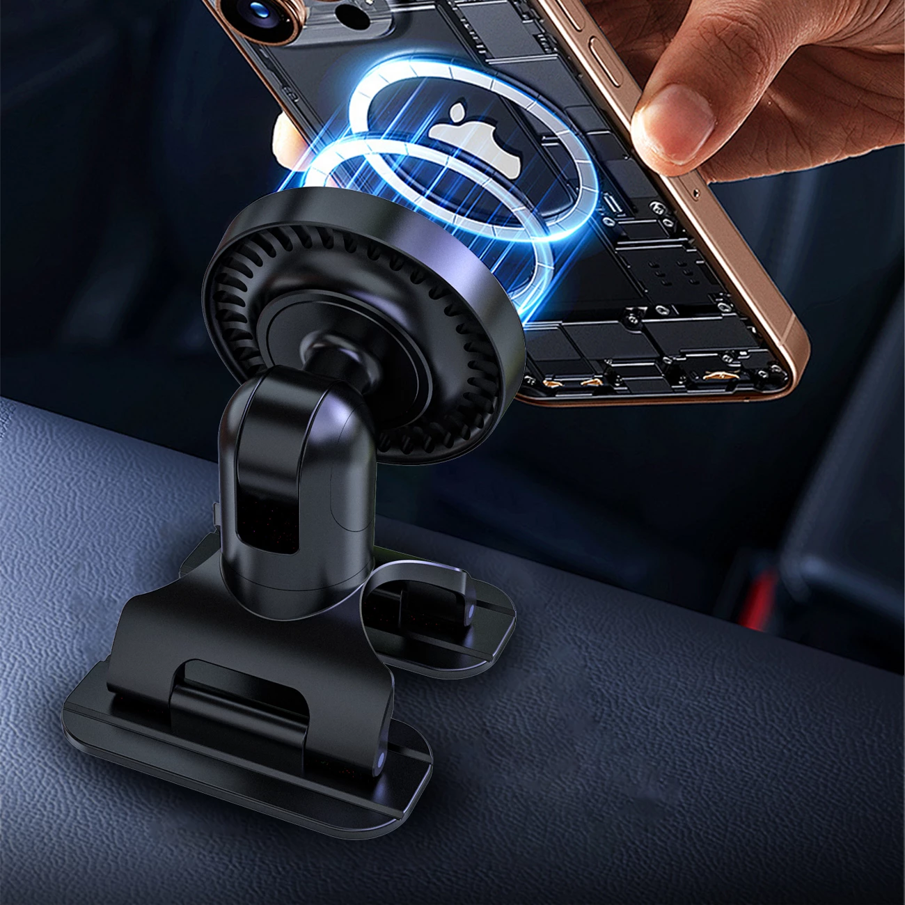 Mbajtës makine magnetik për celular, Dudao F25, MagSafe, rrotullim 360°, për pult ose xham, i zi