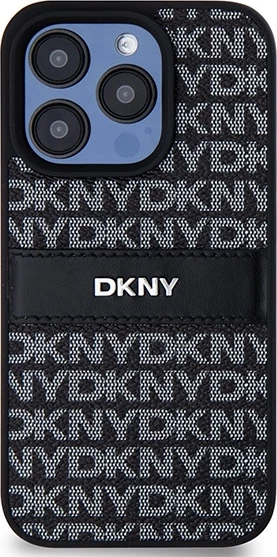 Mbështjellës DKNY Mono Stripe & Metal Logo për iPhone 15 Pro Max, i zi