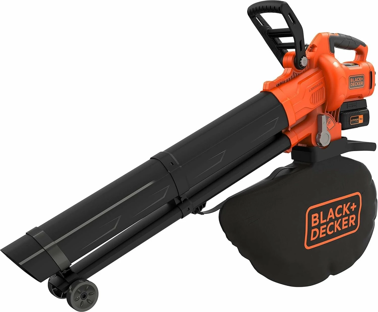 Fryrës dhe aspirator gjethe Black+Decker BCBLV3625L1 36V 2.5Ah, thes 45L, me bateri+karikues, portokalli/zi