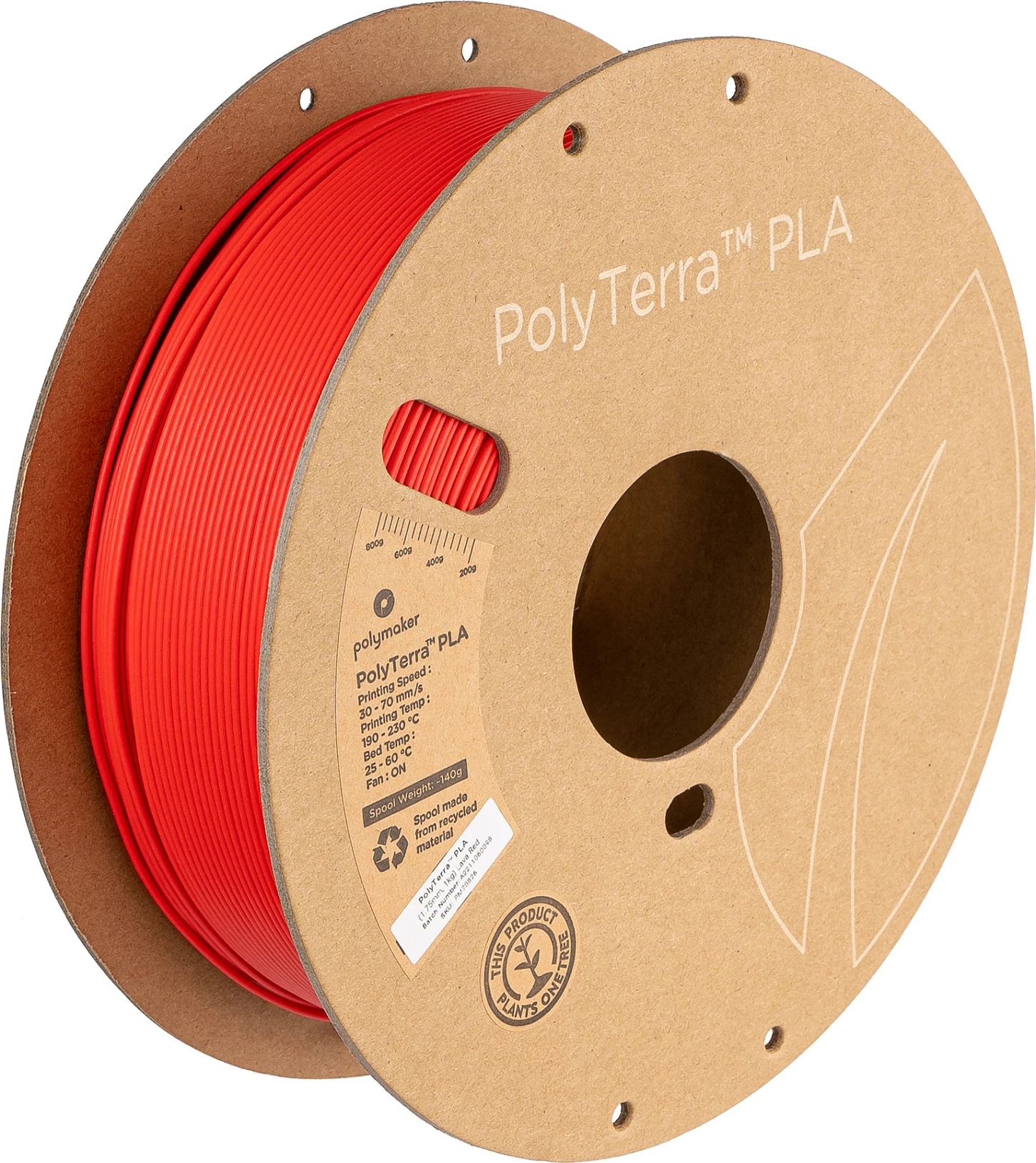 Filament PLA Polmask 1.75mm, 1kg, Lava Red