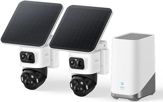 Kamerë sigurie IP Anker eufyCam S4 2-Cam Kit, 4K, PTZ 360°, me panel solar, IP65, bardh/zi