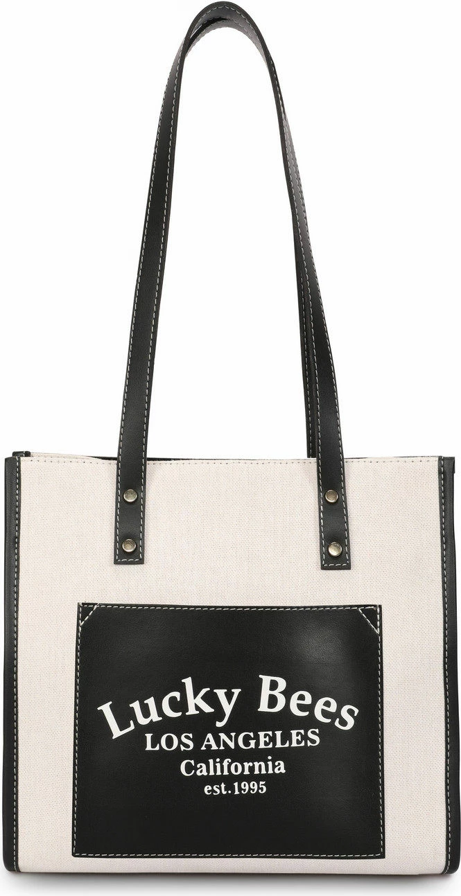 Çantë tote Lucky Bees, e zezë-krem, 376