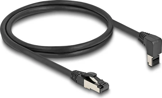 Kabllo rrjeti DeLOCK RJ45 Cat8.1 S/FTP 1 m, 90° këndore-poshtë / e drejtë, e zezë