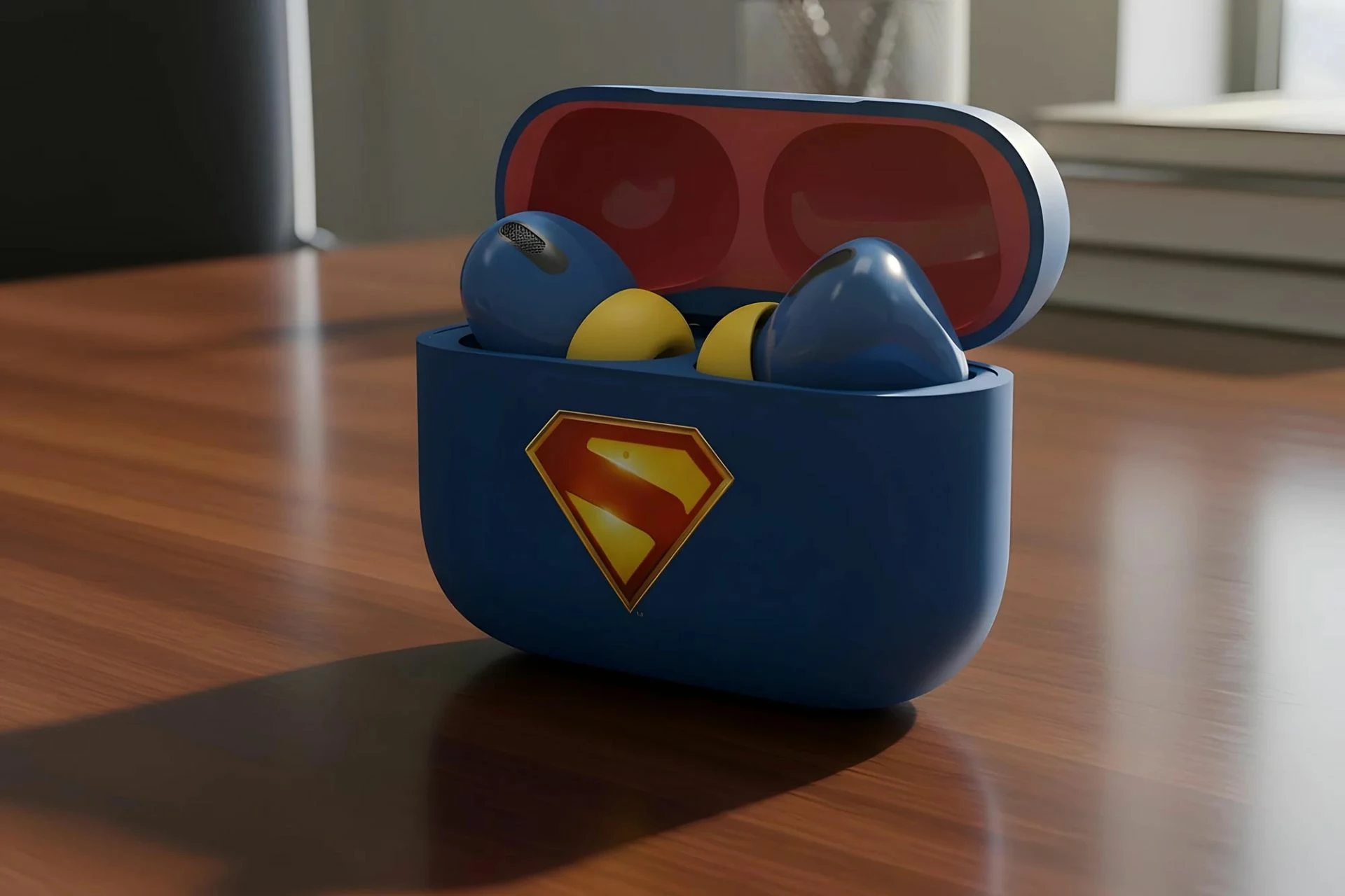 Kufje Moye Superman True Wireless (TWS) Bluetooth 5.4, me kuti karikimi USB-C, blu