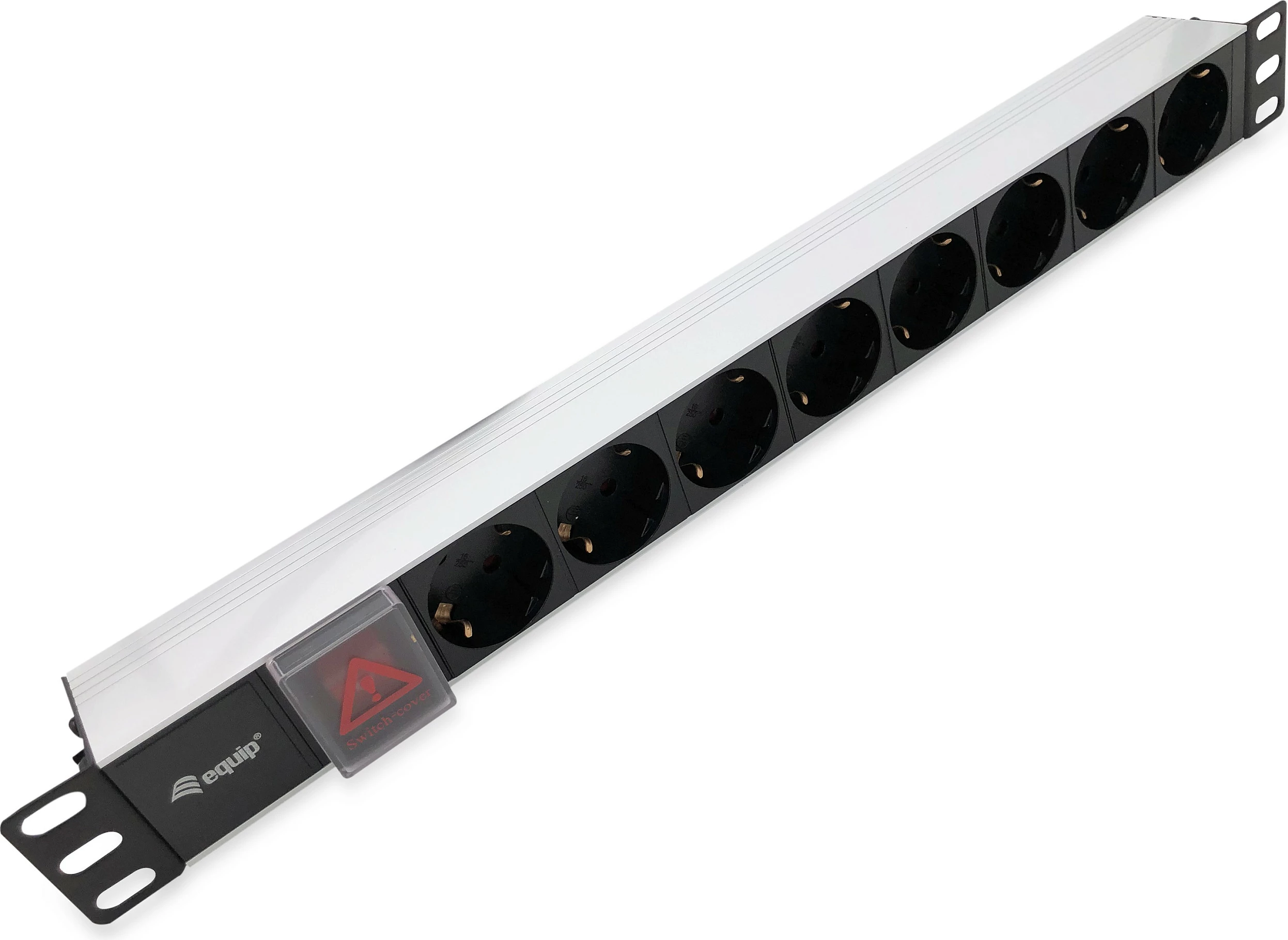 Listë prizash rack Equip 19" 8x Schuko, 1.8m, alumini