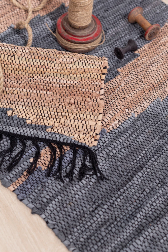 Qilim korridori Fume, lëkurë, gri-bezhë, 70x150cm