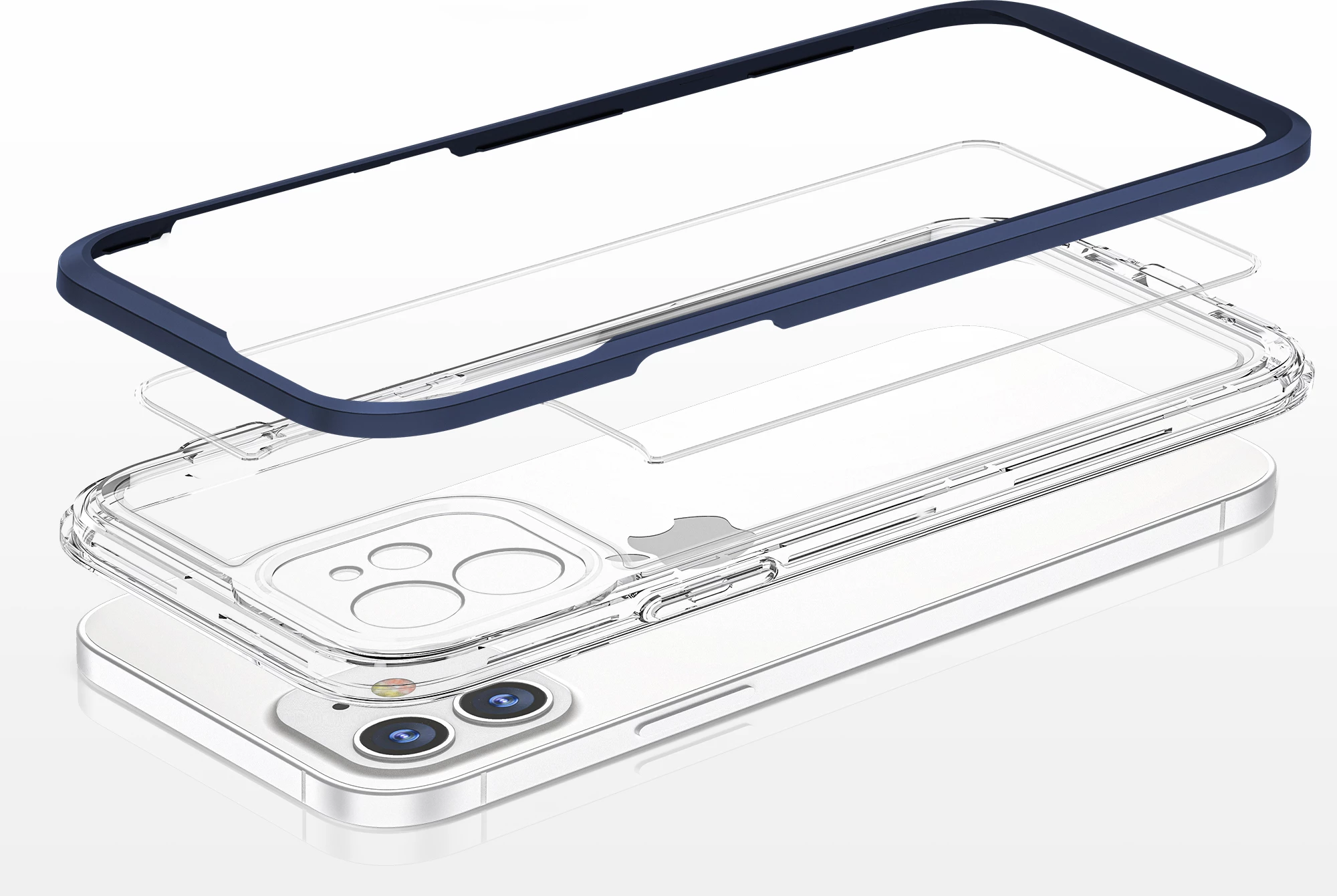 Mbështjellës Hurtel Hybrid Armor Clear 3 in 1 për iPhone 12, Kaltër/Transparent