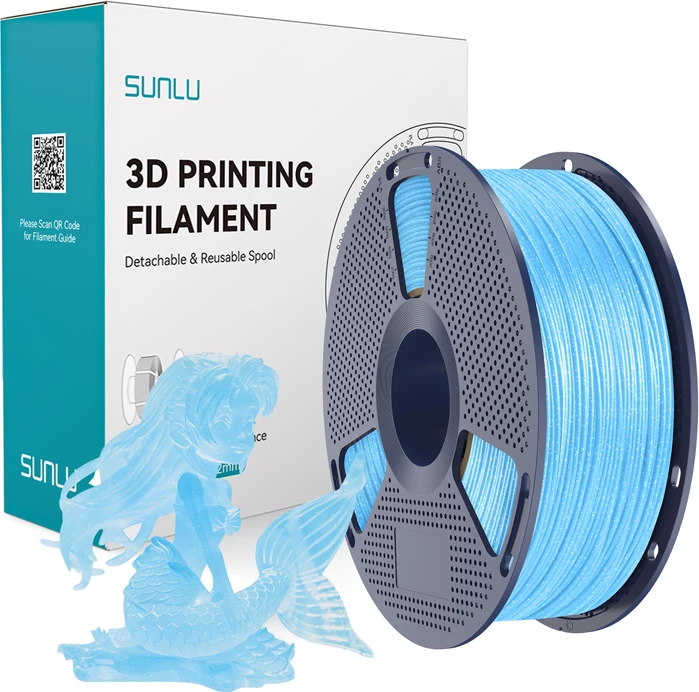 Filament 3D printing Sunlu PLA Twinkling Blu 1.75 mm 1 kg, blu me shkëlqim