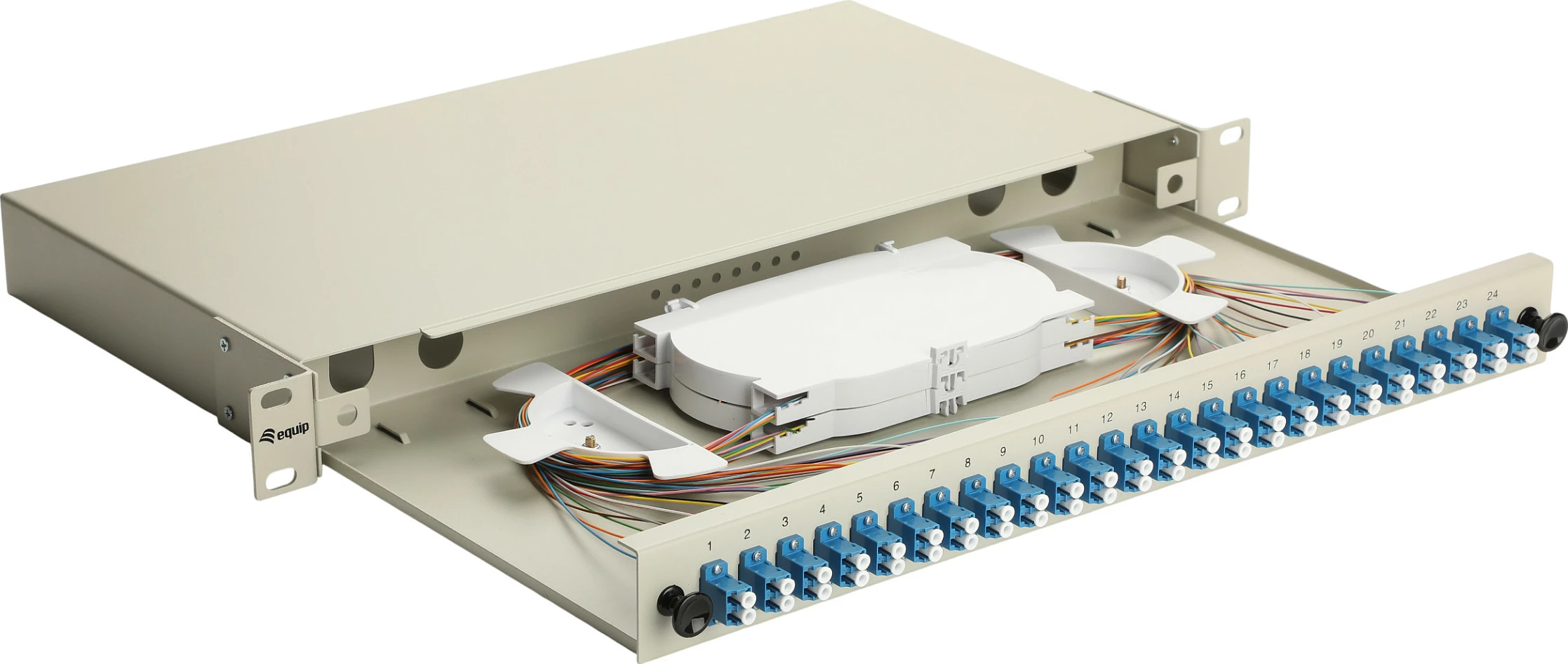 Kuti splice fiber EQUIP 337211, 24-Port LC Duplex, OS2 SMF, 1U Rack, Gri