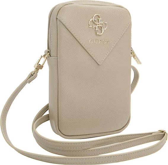 Mbështjellës telefoni Guess ZIP Leather Triangle, lëkurë artificiale, ari