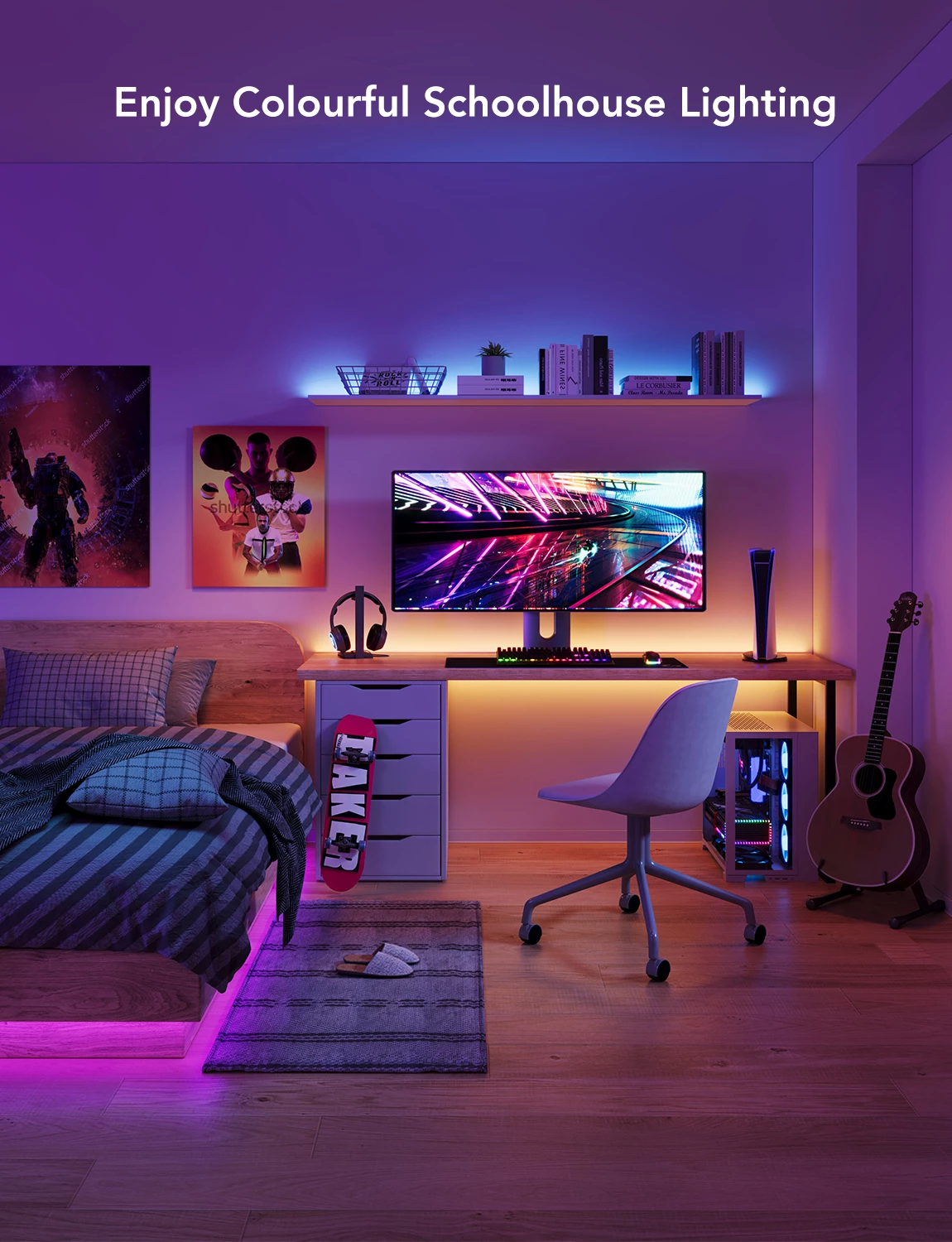 Shirit LED RGB Govee 5 m, Wi‑Fi Smart (kompatibil me Alexa), set me kontrollues