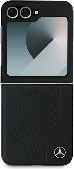 Mbështjellës Mercedes Leather Wood Imitation MagSafe për Samsung Galaxy Z Flip 6, Zi