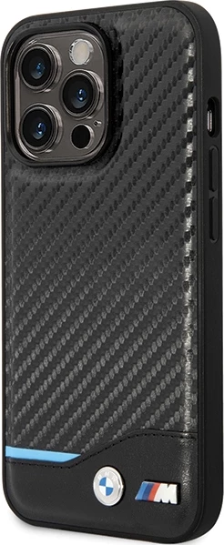 Mbështjellës BMW Leather Carbon për iPhone 13 Pro Max, 6.7", i zi
