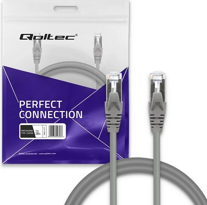Kabllo rrjeti Qoltec CAT5e, 5m, RJ-45, Gri