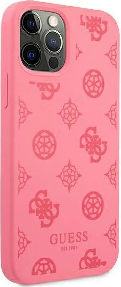 Mbështjellës Guess Peony Collection për iPhone 12 Pro Max 6.7", silikon, fuchsia