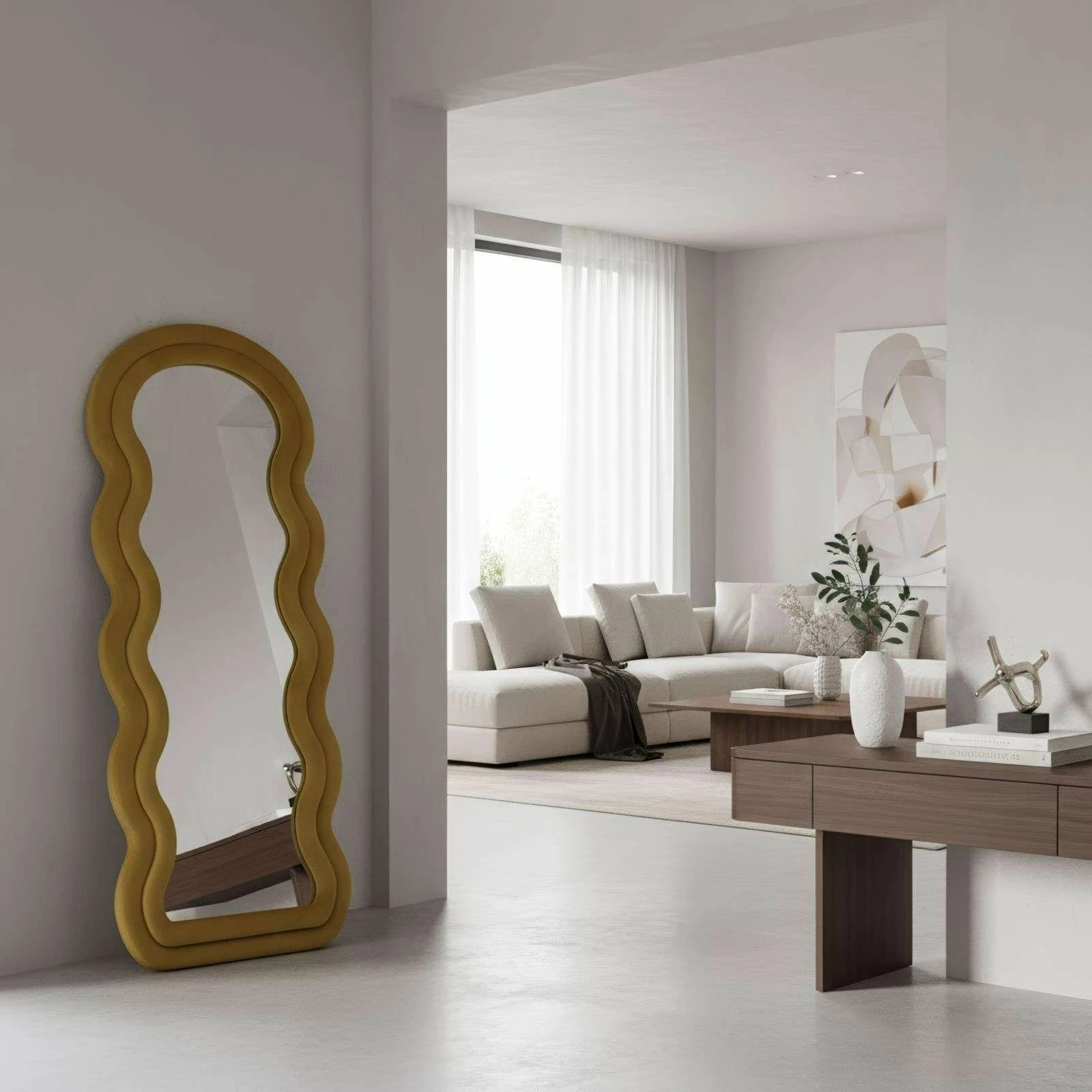 Pasqyrë Cheval, ngjyrë e verdhë, Skye Decor, Mia, 65x170cm