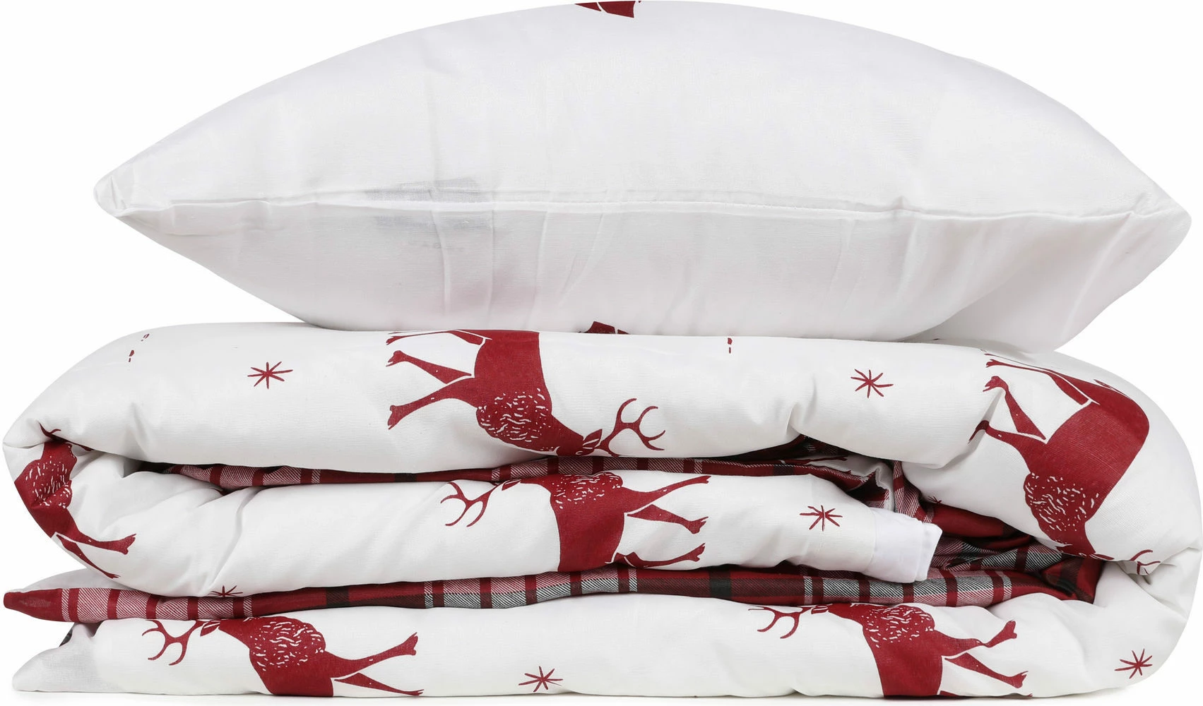 Set mbulesë jorgan XXL, njësh, L'essentiel, dizajn me drerë, ngjyrë e kuqe e thellë